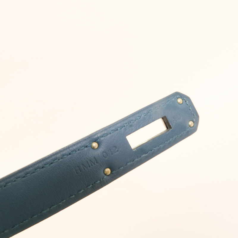 HERMES Swift皮革Berline 28銀扣肩背袋Bleu Colvert-9