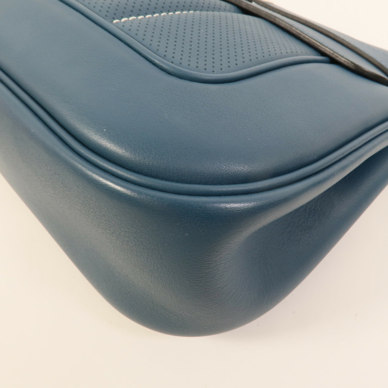 HERMES Swift皮革Berline 28銀扣肩背袋Bleu Colvert-12