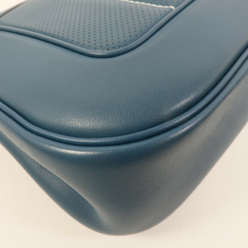 HERMES Swift皮革Berline 28銀扣肩背袋Bleu Colvert-13