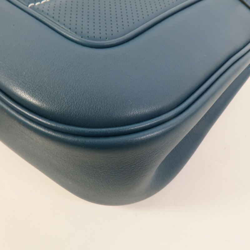 HERMES Swift皮革Berline 28銀扣肩背袋Bleu Colvert-14