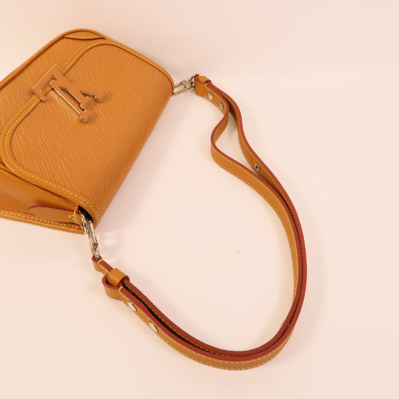 LOUIS VUITTON Epi Buci銀扣肩背袋棕色-5