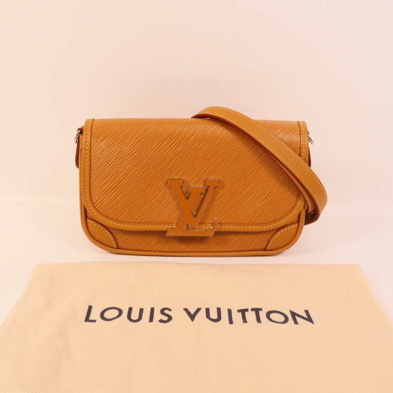 LOUIS VUITTON Epi Buci銀扣肩背袋棕色-9