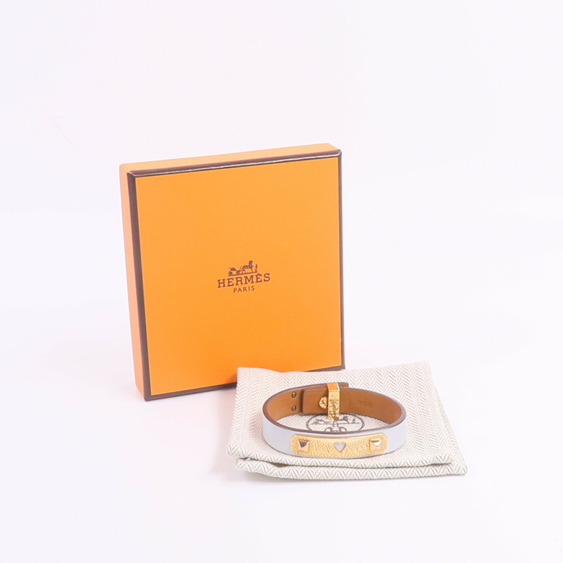 HERMES Swift皮革As De Coeur Bracelet手帶Bleu Brume-12