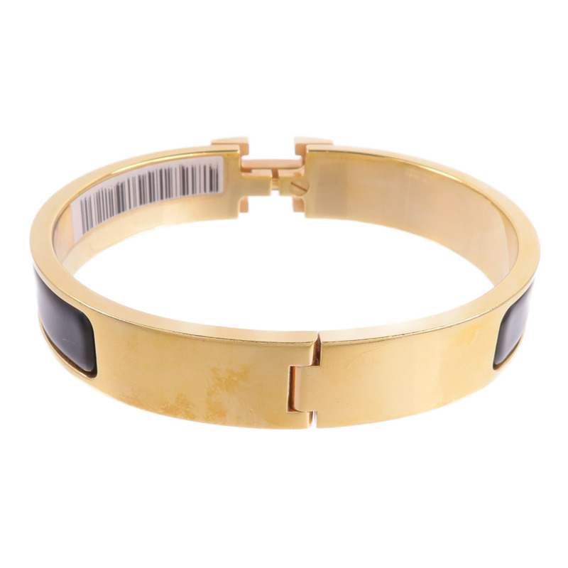 HERMES 金屬/琺瑯Clic H Bracelet手鐲Noir-2