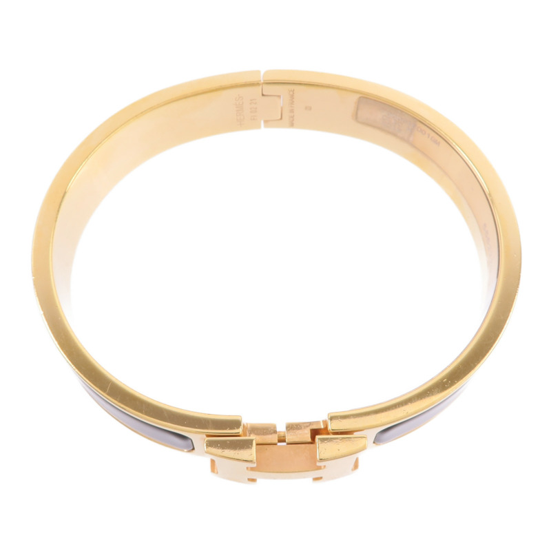 HERMES 金屬/琺瑯Clic H Bracelet手鐲Noir-3