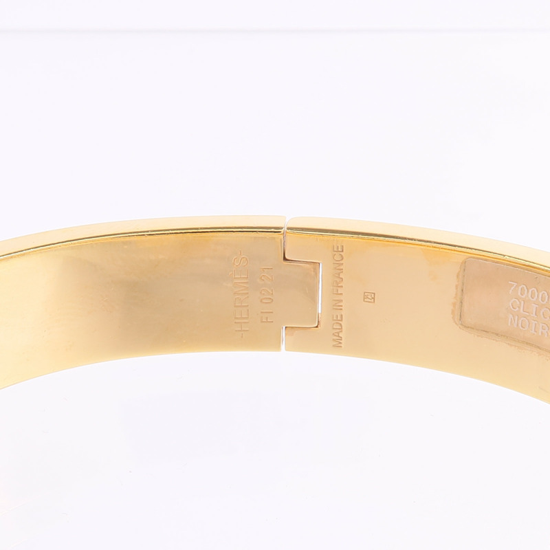 HERMES 金屬/琺瑯Clic H Bracelet手鐲Noir-6