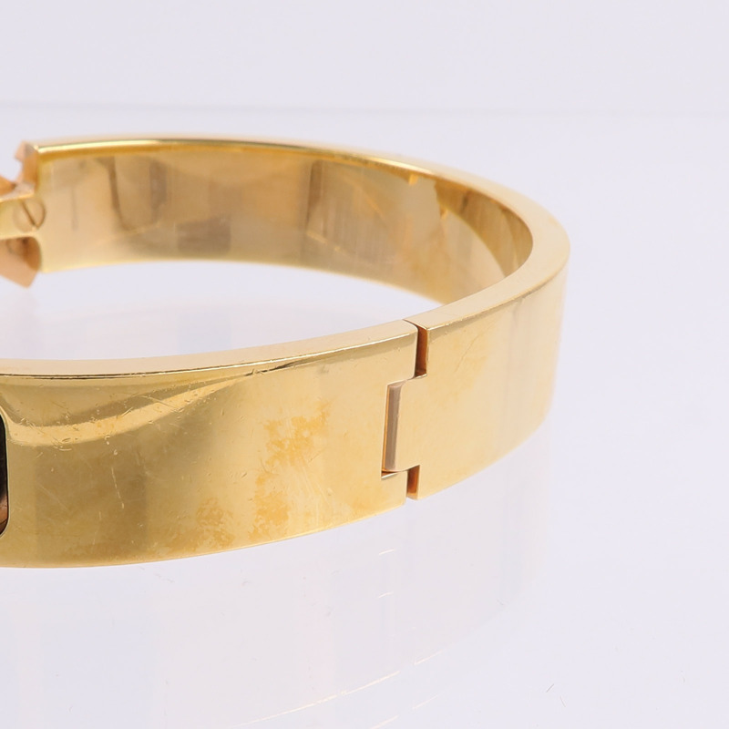 HERMES 金屬/琺瑯Clic H Bracelet手鐲Noir-9