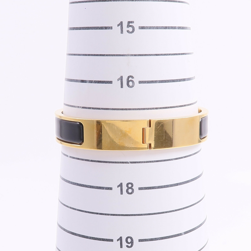 HERMES 金屬/琺瑯Clic H Bracelet手鐲Noir-10
