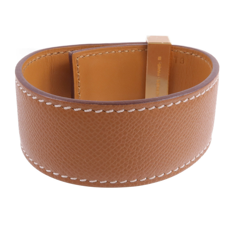 HERMES Madame皮革Collier De Chien 24 Bracelet手帶Gold-2
