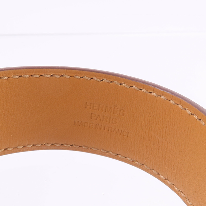HERMES Madame皮革Collier De Chien 24 Bracelet手帶Gold-6