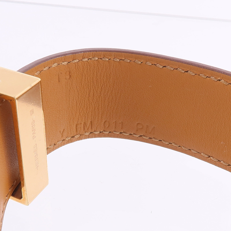 HERMES Madame皮革Collier De Chien 24 Bracelet手帶Gold-7