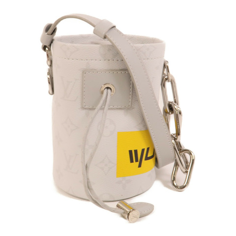 LOUIS VUITTON White Monogram Chalk Nano銀扣肩背袋白色/灰色