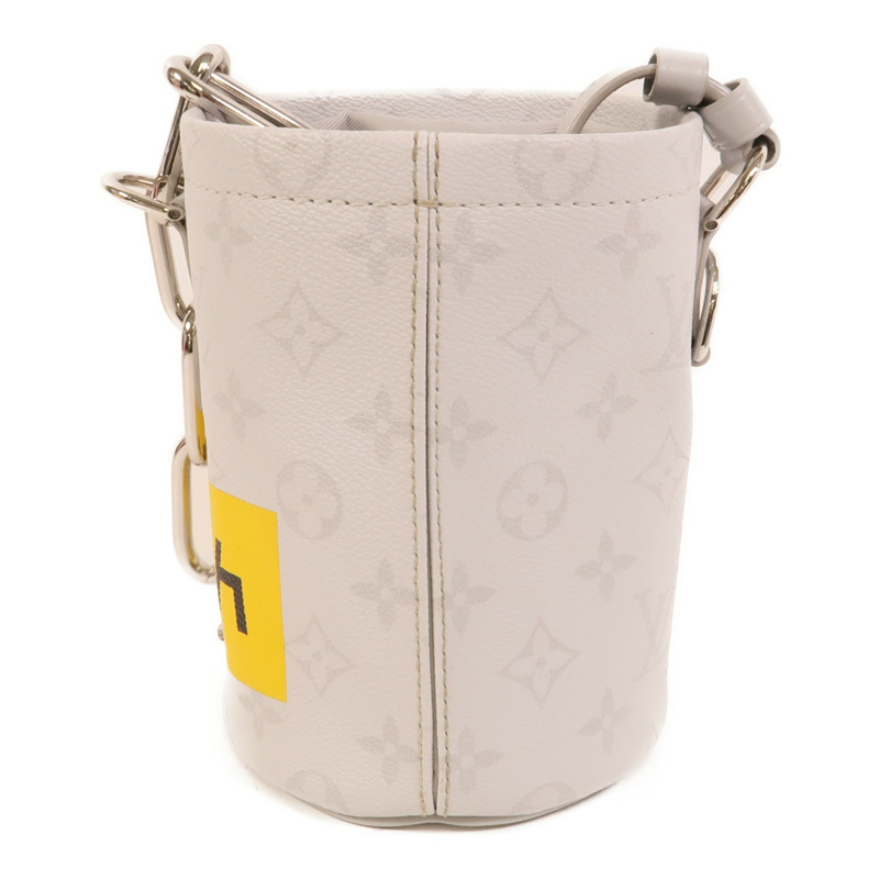 LOUIS VUITTON White Monogram Chalk Nano銀扣肩背袋白色/灰色-1