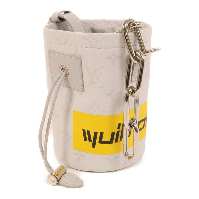 LOUIS VUITTON White Monogram Chalk Nano銀扣肩背袋白色/灰色-2