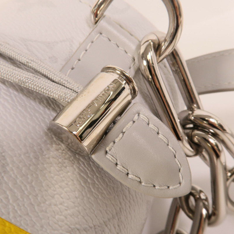 LOUIS VUITTON White Monogram Chalk Nano銀扣肩背袋白色/灰色-6
