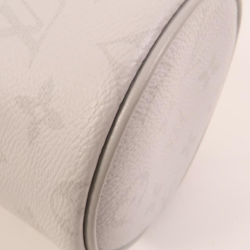 LOUIS VUITTON White Monogram Chalk Nano銀扣肩背袋白色/灰色-9