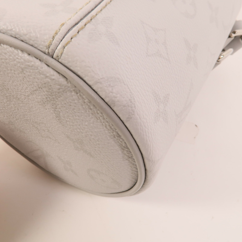 LOUIS VUITTON White Monogram Chalk Nano銀扣肩背袋白色/灰色-12
