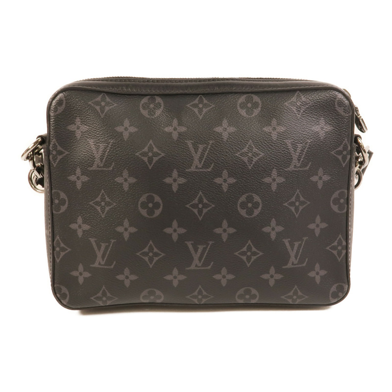 LOUIS VUITTON Monogram Eclipse Reverse Trio Messenger銀扣肩背袋灰色-1