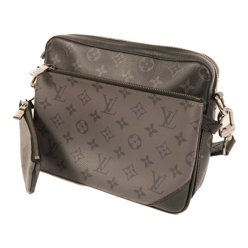 LOUIS VUITTON Monogram Eclipse Reverse Trio Messenger銀扣肩背袋灰色-2