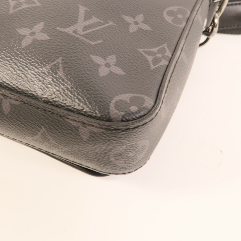 LOUIS VUITTON Monogram Eclipse Reverse Trio Messenger銀扣肩背袋灰色-11