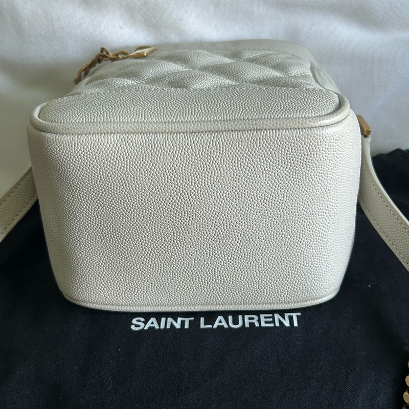 YSL 白色菱格化裝包 側背袋-7