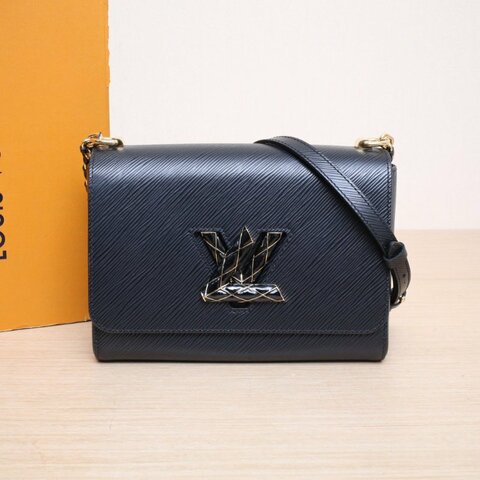 LOUIS VUITTON TWIST中號23黑色EPI水波紋牛皮金扣晶片肩背包