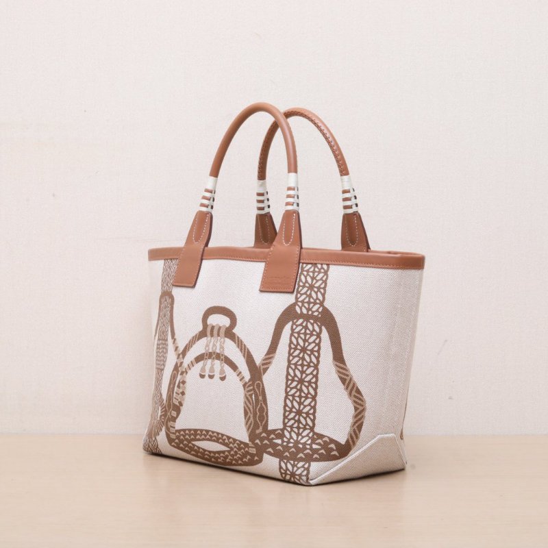 HERMES Steeple25金棕色帆布B刻肩背包-3