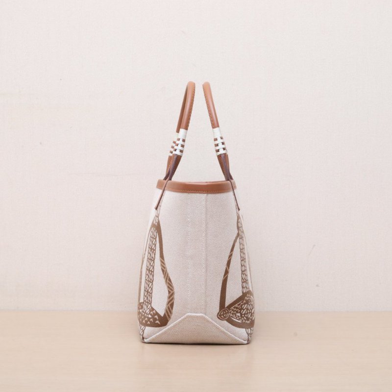 HERMES Steeple25金棕色帆布B刻肩背包-4
