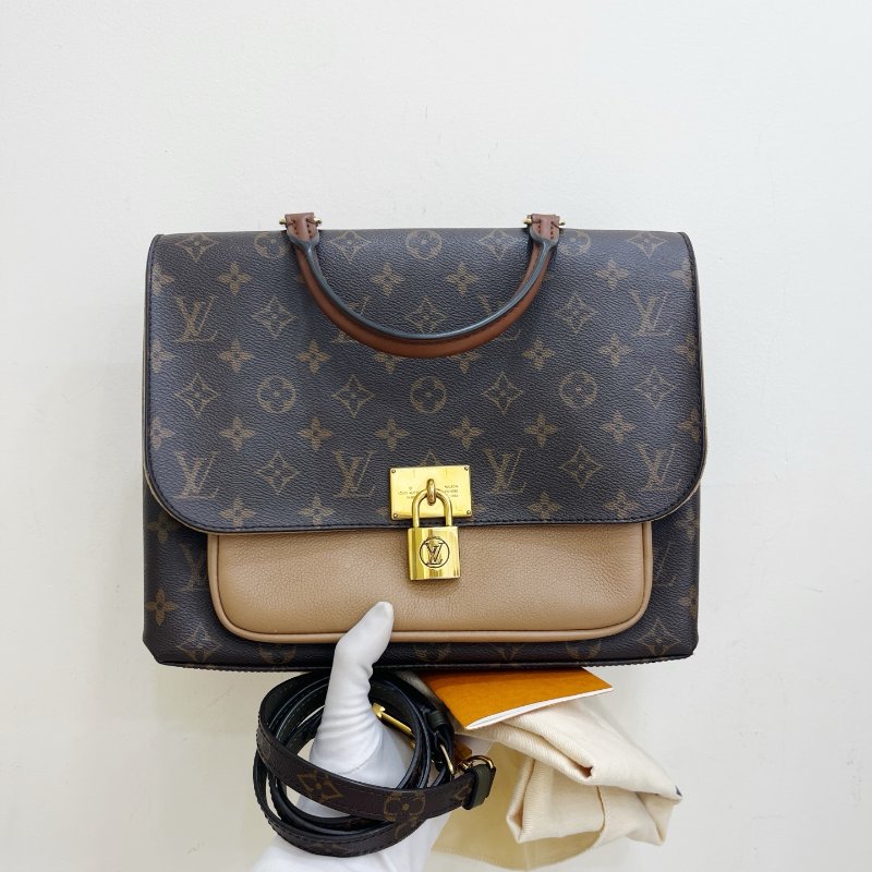 路易威登/Louis Vuitton Marignan 老花滿印鎖頭郵差包-0