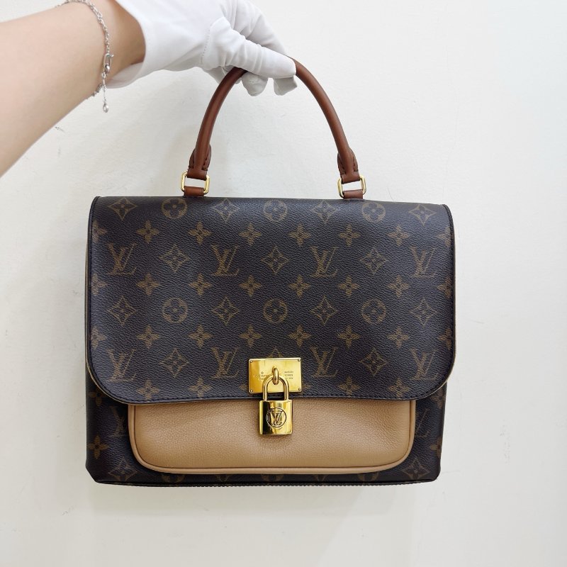 路易威登/Louis Vuitton Marignan 老花滿印鎖頭郵差包-5