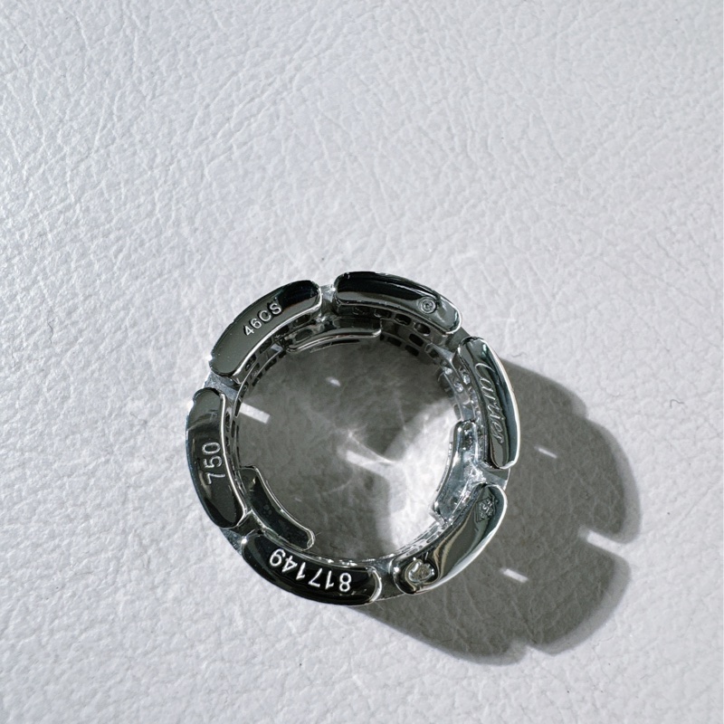 Cartier卡地亞 Maillon Panthere系列18k白金 Tank 滿天星戒指-6