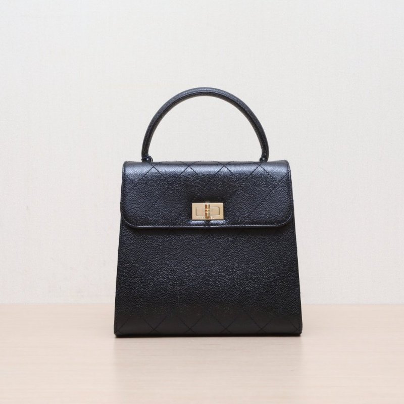 CHANEL 黑色牛皮5開中古Kelly2.55扣小號手提包肩背包-1