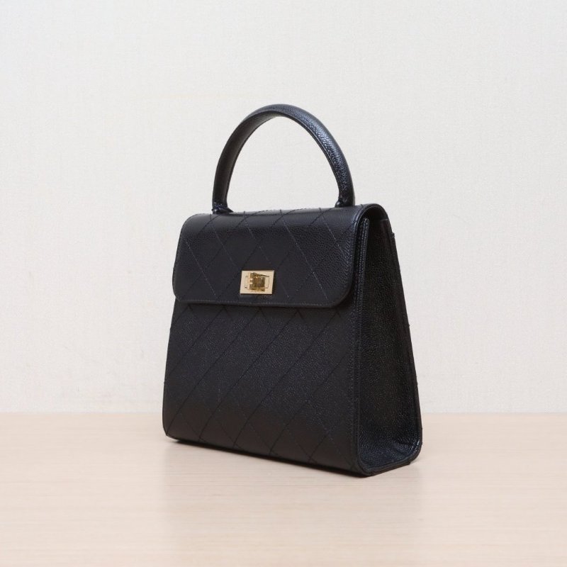 CHANEL 黑色牛皮5開中古Kelly2.55扣小號手提包肩背包-4