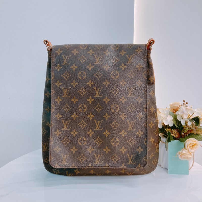 MS0640 Louis Vuitton 路易威登 中古 翻蓋單肩包 經典老花 金扣 Musette Salsa Crossbody Canvas Monogram x GHW-0