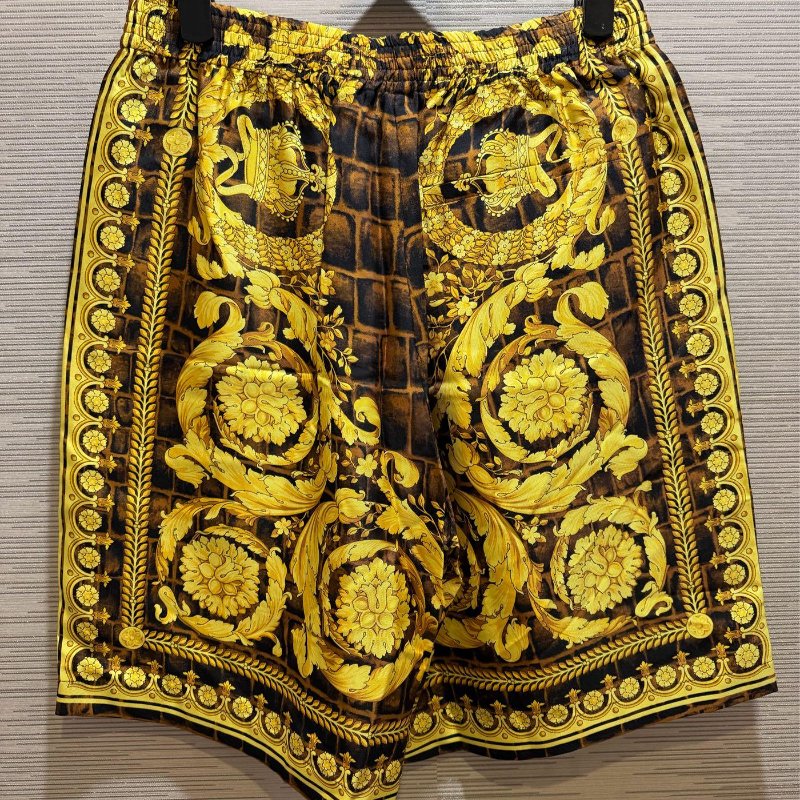 💎Han's house精品服飾💎VERSACE 凡賽斯 頂級黑牌 女神頭 巴洛克 奢華真絲 短褲 原價40500-5