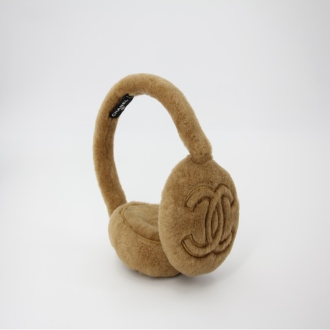 Chanel羊毛皮淺啡色CC 耳罩