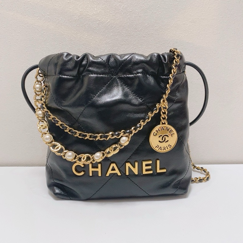 CHANEL香奈兒24a黑色珍珠22bag mini單肩斜挎包-1