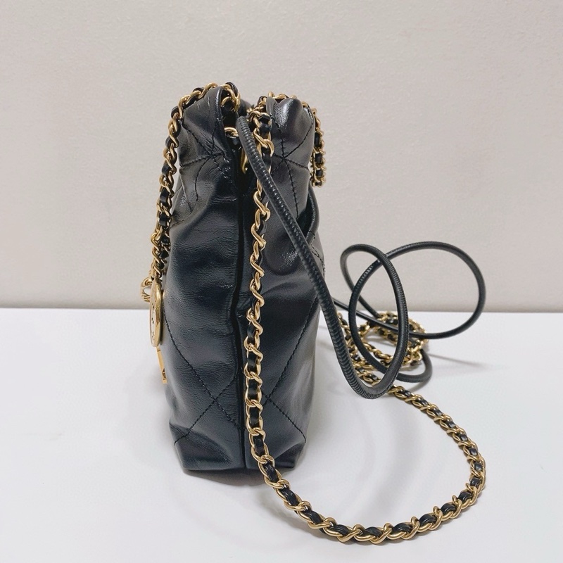 CHANEL香奈兒24a黑色珍珠22bag mini單肩斜挎包-3