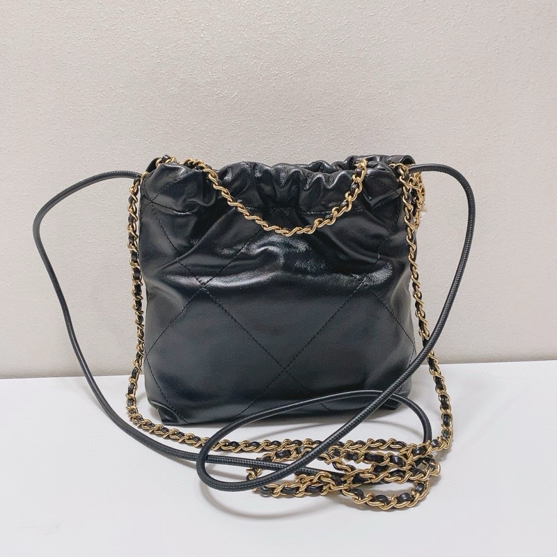 CHANEL香奈兒24a黑色珍珠22bag mini單肩斜挎包-5