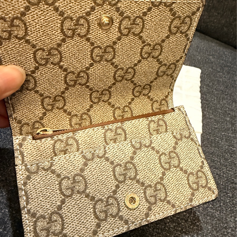 Gucci 專櫃正品 GUCCI 828314棕色 花紋 卡夾 零錢包-3