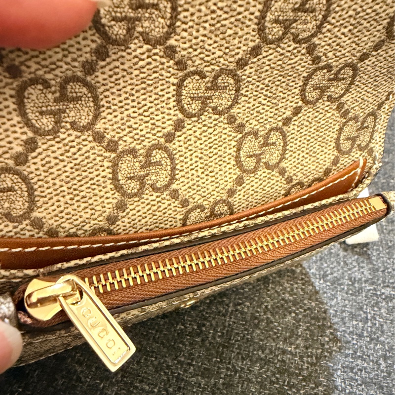 Gucci 專櫃正品 GUCCI 828314棕色 花紋 卡夾 零錢包-4