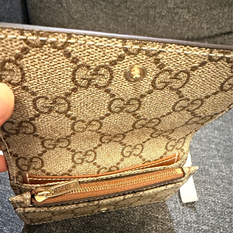 Gucci 專櫃正品 GUCCI 828314棕色 花紋 卡夾 零錢包-13