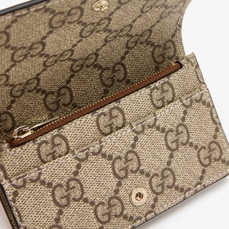 Gucci 專櫃正品 GUCCI 828314棕色 花紋 卡夾 零錢包-16