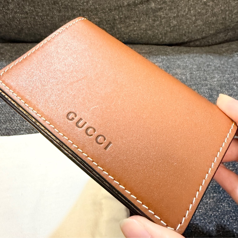 Gucci 專櫃正品 GUCCI 828314棕色 花紋 卡夾 零錢包-17