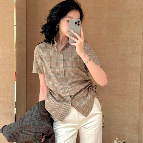 💎Han's house精品服飾💎Burberry 格紋 短袖 襯衫  原價24200