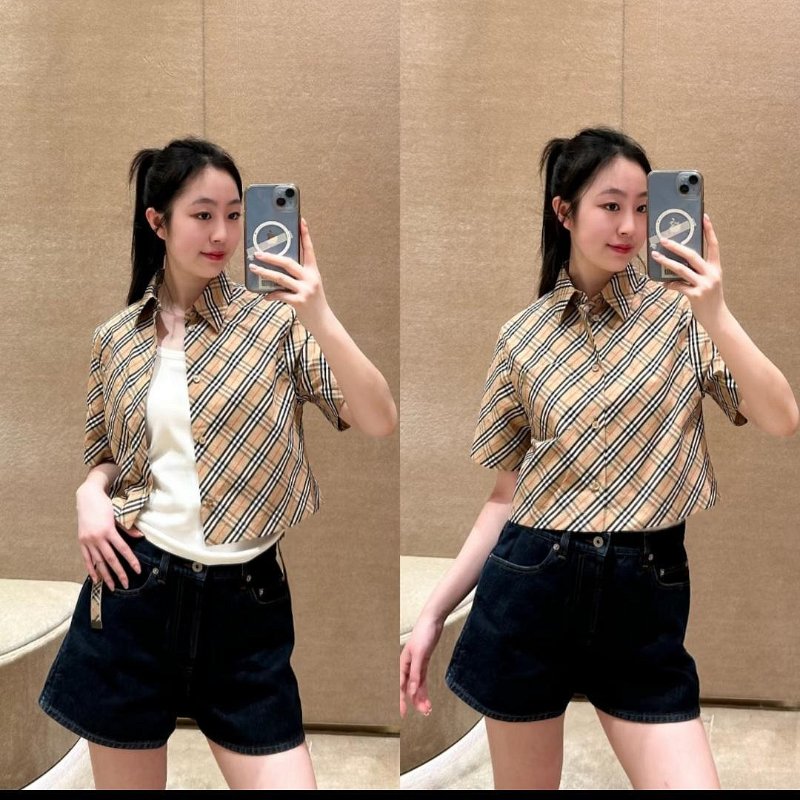 💎Han's house精品服飾💎Burberry 格紋 短版 襯衫  原價23300-7