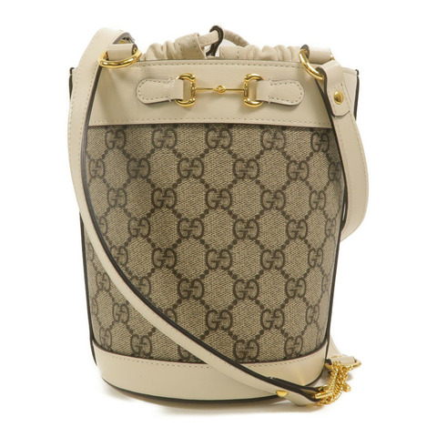 GUCCI 塗層帆布Horsebit 1955 Small Bucket肩背袋
