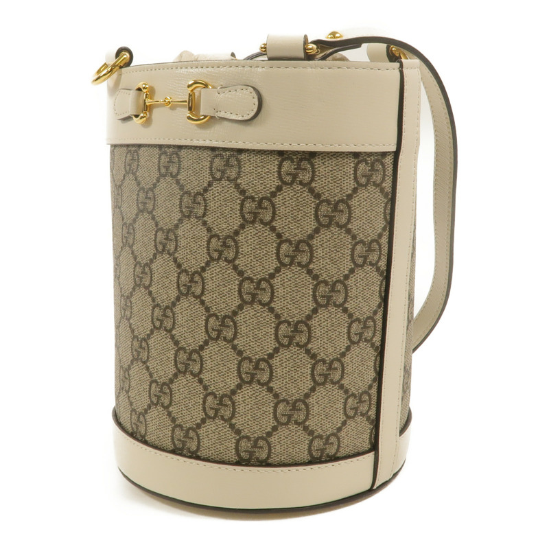 GUCCI 塗層帆布Horsebit 1955 Small Bucket肩背袋-2