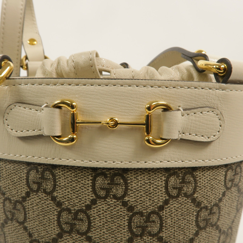 GUCCI 塗層帆布Horsebit 1955 Small Bucket肩背袋-9