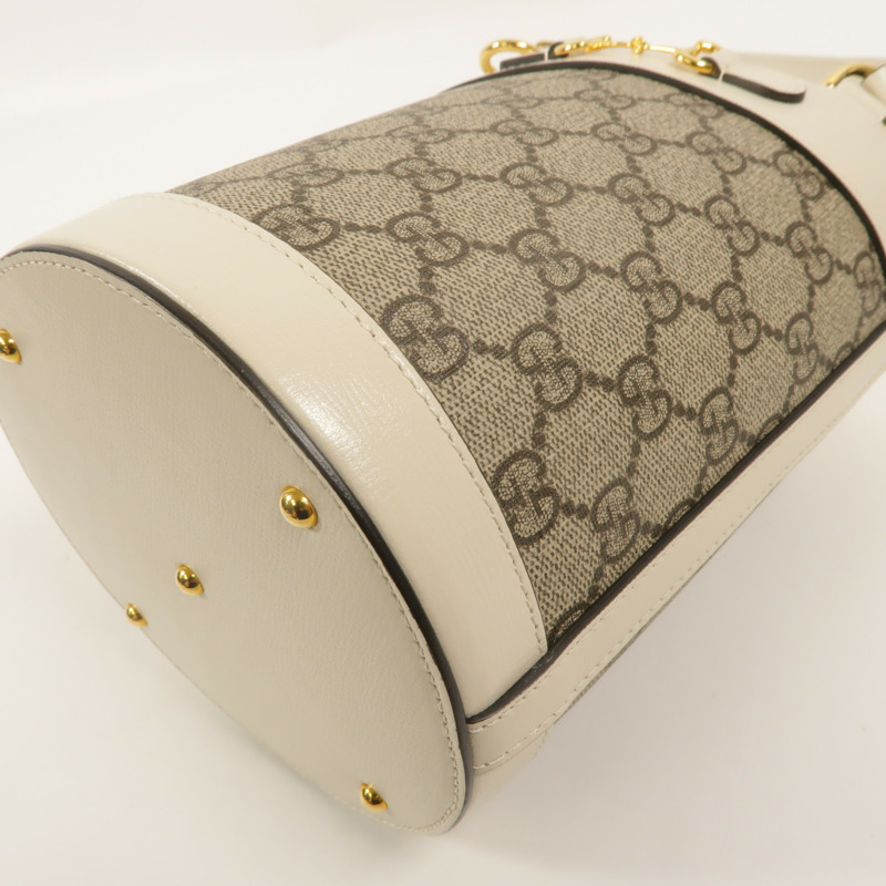 GUCCI 塗層帆布Horsebit 1955 Small Bucket肩背袋-10